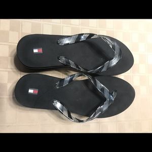 Black Clear Thong Slip On‎ Flip Flop Heel wedge